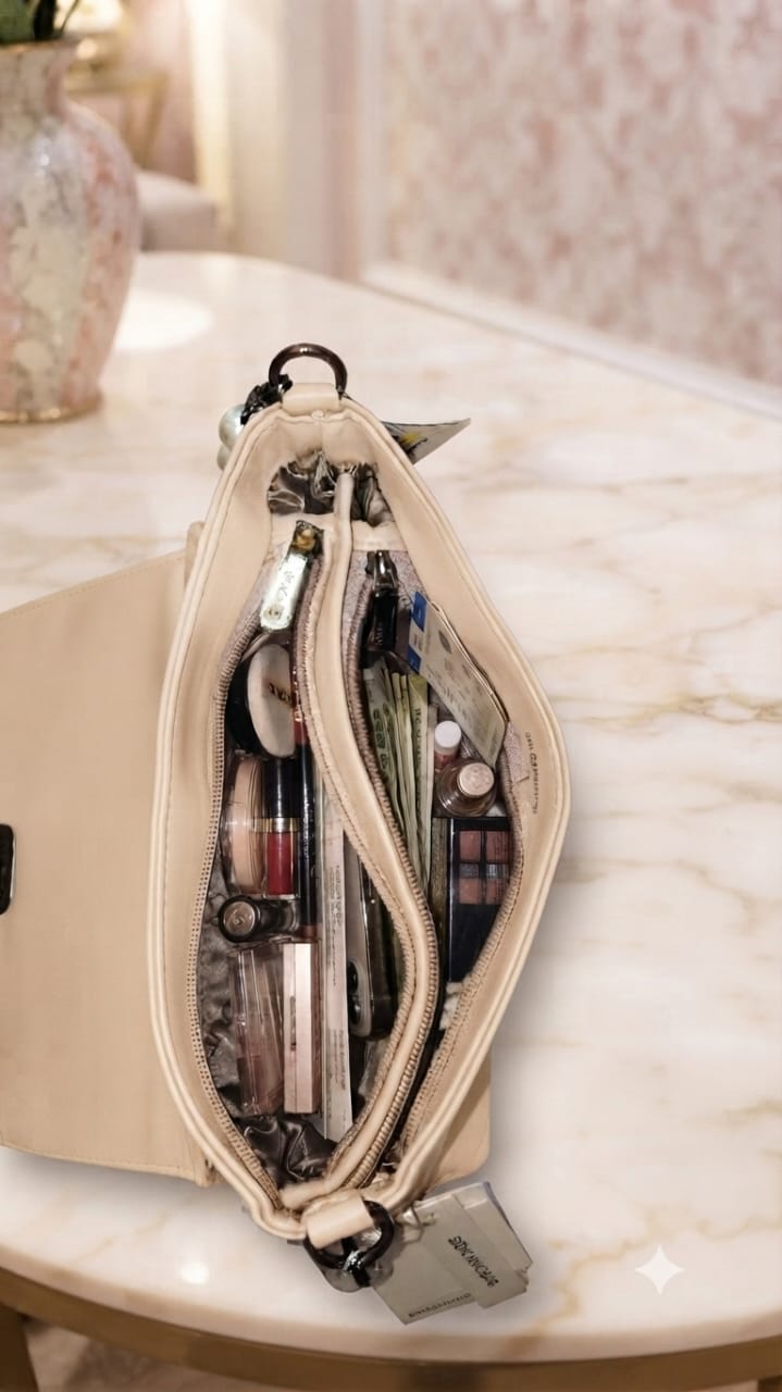 EDONE Premium PU Leather Sling Bag with Flap | Multi-Zip Daily Travel & Casual Crossbody Bag