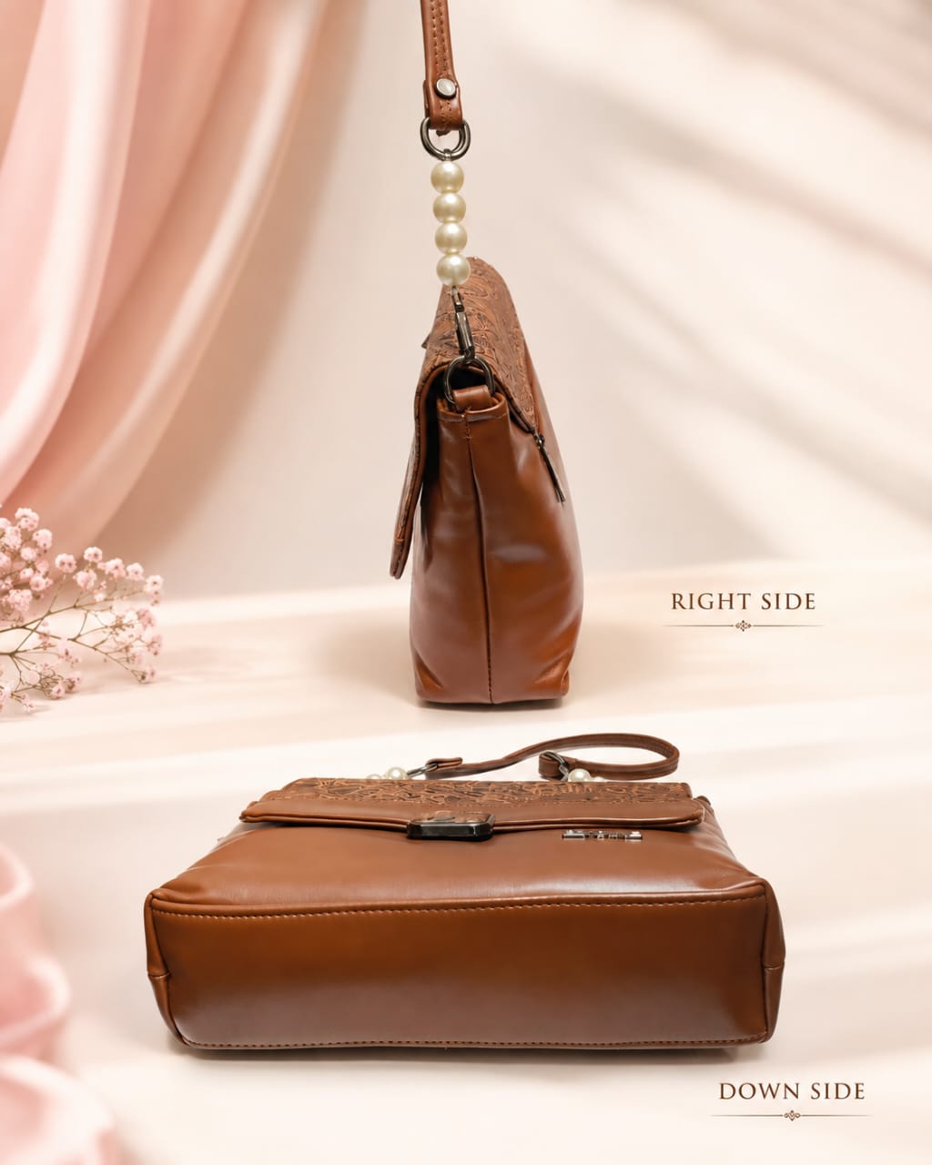 EDONE Premium PU Leather Sling Bag with Flap | Multi-Zip Daily Travel & Casual Crossbody Bag