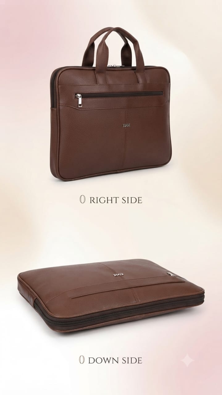 Edge Premium PU Leather Men's File Bag | Multi-Zip Office & Document Executive Briefcase