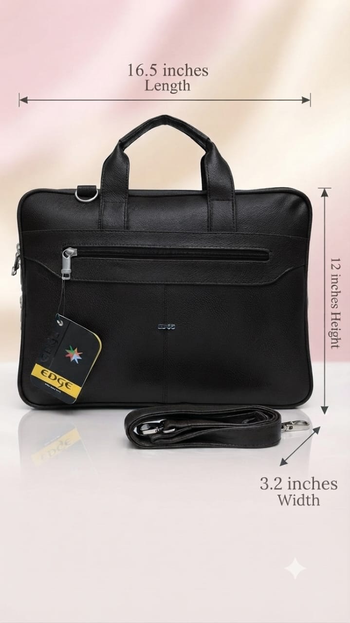 Edge Premium PU Leather Men's File Bag | Multi-Zip Office & Document Executive Briefcase
