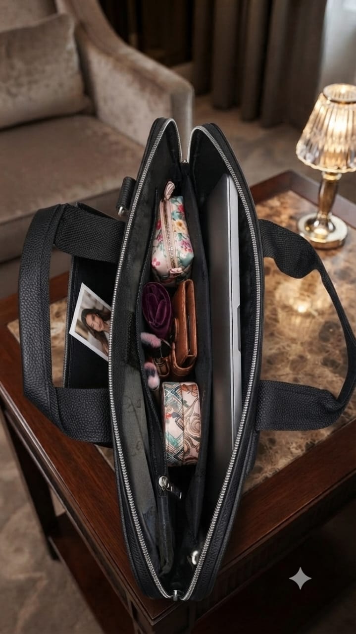 Edge Premium PU Leather Men's File Bag | Multi-Zip Office & Document Executive Briefcase