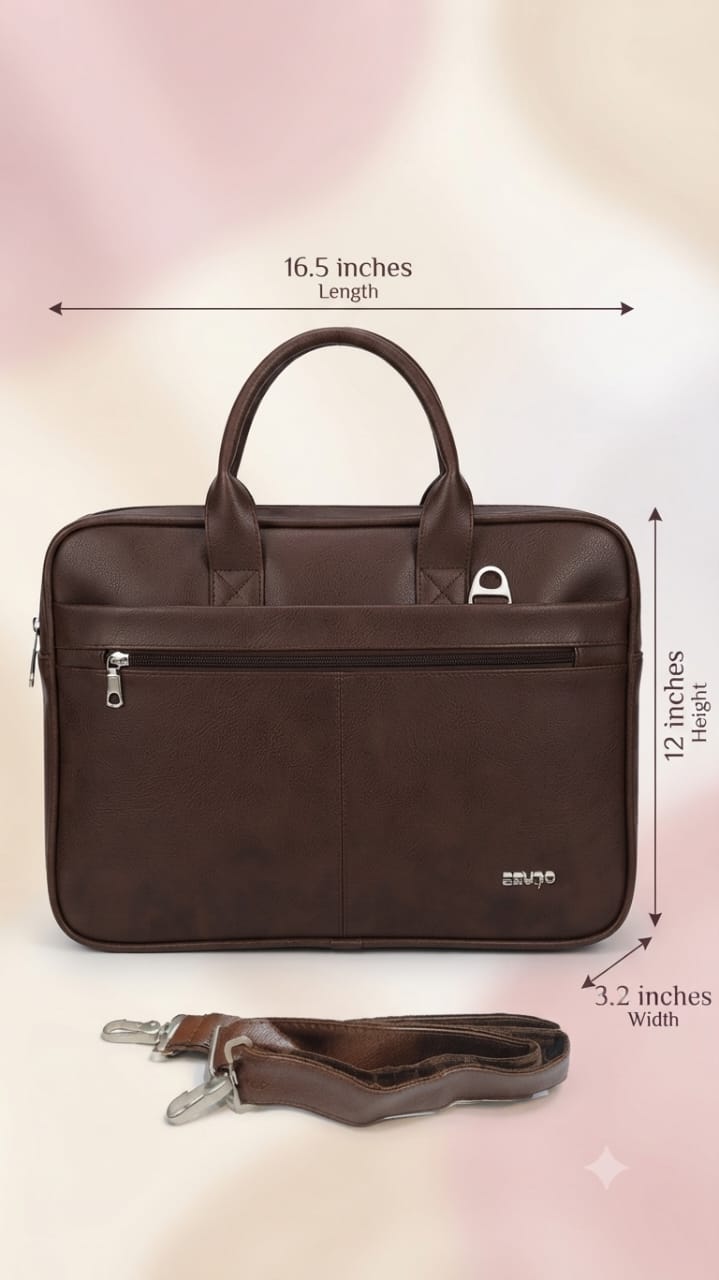 Edge Premium PU Leather Men's File Bag | Multi-Zip Office & Document Executive Briefcase