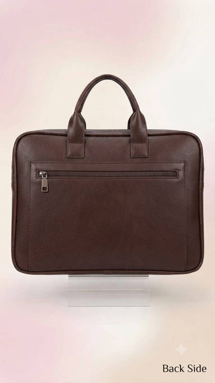 Edge Premium PU Leather Men's File Bag | Multi-Zip Office & Document Executive Briefcase