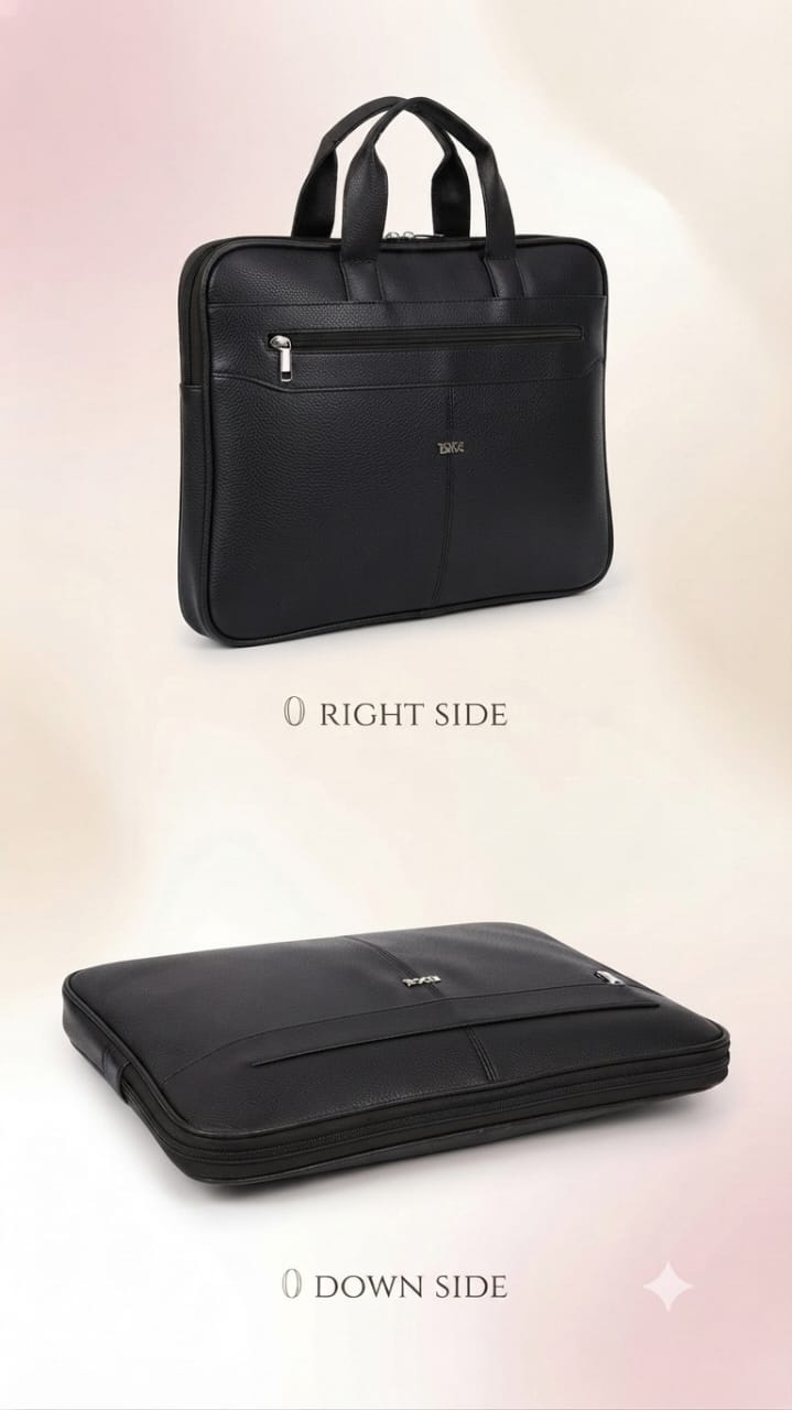 Edge Premium PU Leather Men's File Bag | Multi-Zip Office & Document Executive Briefcase