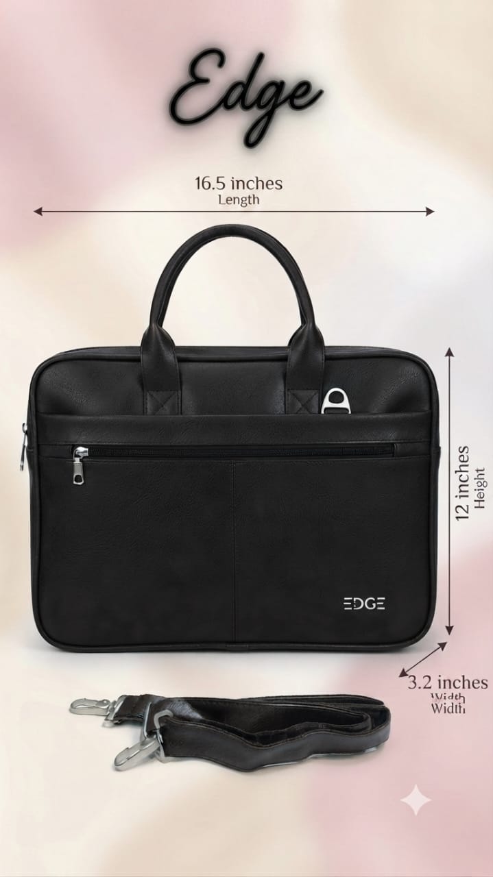 Edge Premium PU Leather Men's File Bag | Multi-Zip Office & Document Executive Briefcase