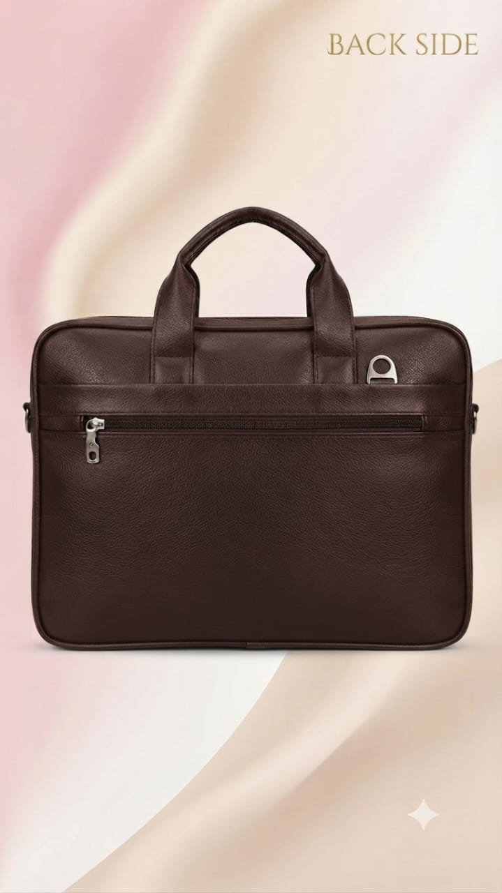 Edge Premium PU Leather Men's File Bag | Multi-Zip Office & Document Executive Briefcase