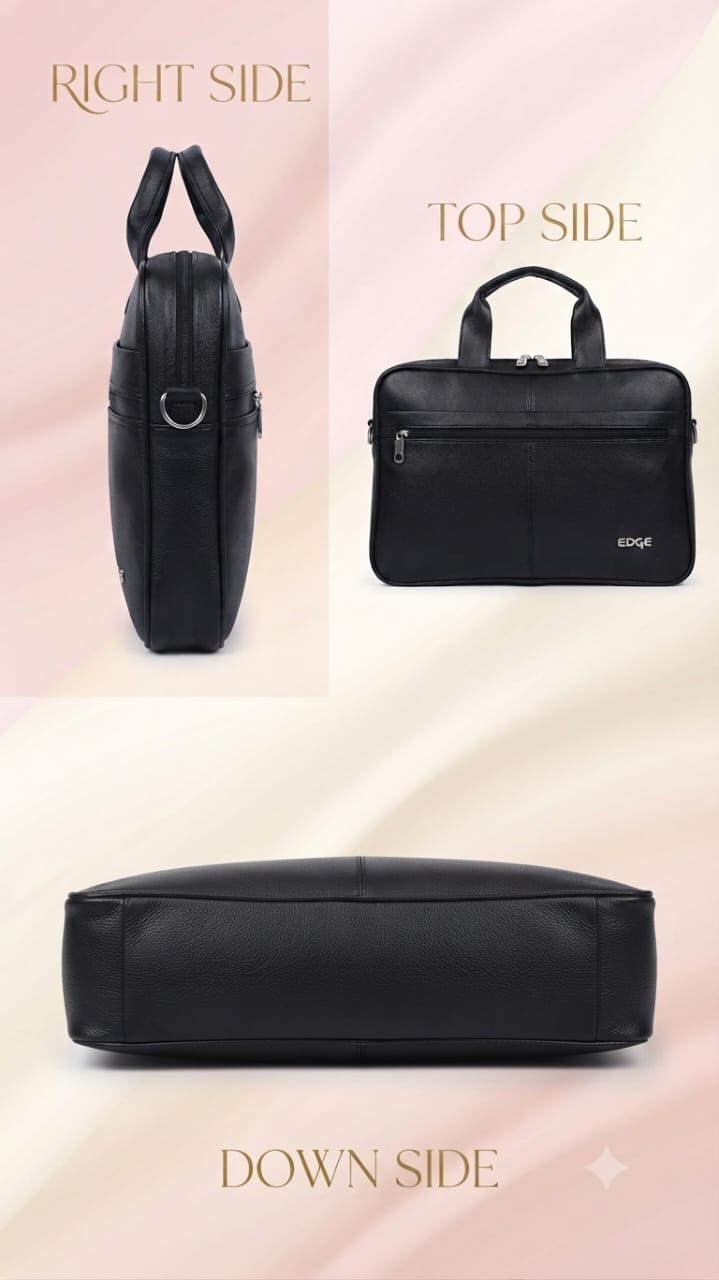 Edge Premium PU Leather Men's File Bag | Multi-Zip Office & Document Executive Briefcase