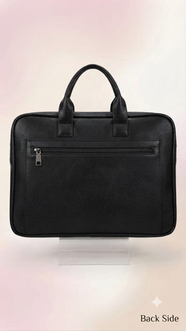 Edge Premium PU Leather Men's File Bag | Multi-Zip Office & Document Executive Briefcase