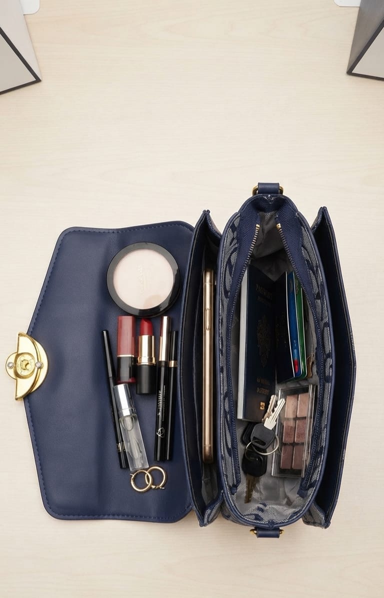 Imported Premium PU Leather Sling Bag with Flap | 3-Compartment Daily Office Crossbody Bag