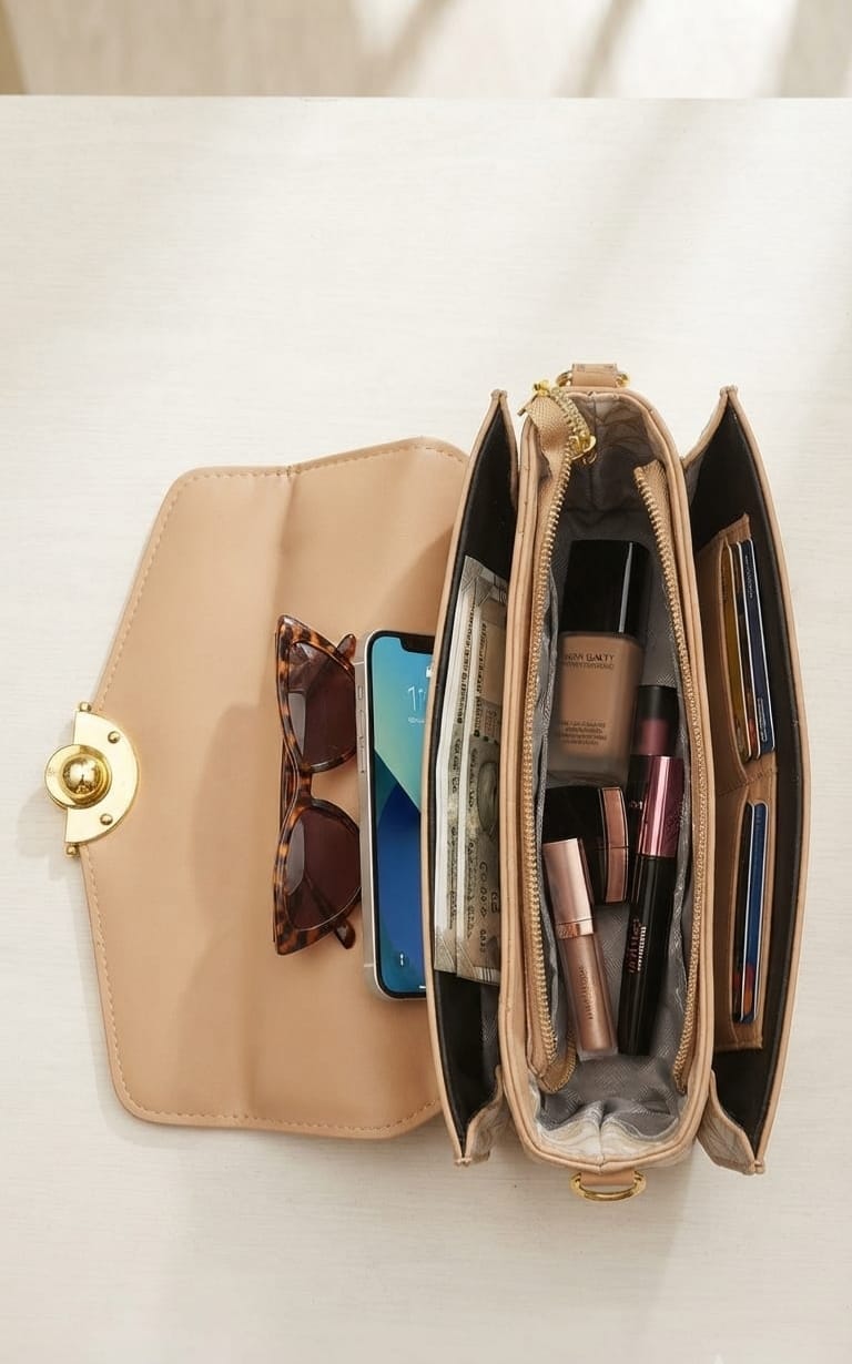 Imported Premium PU Leather Sling Bag with Flap | 3-Compartment Daily Office Crossbody Bag