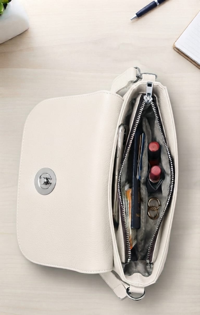 Imported Premium PU Leather Women’s Handbag | High-End Fashion Shoulder Bag | Dual Sling (Long & Short) | Zip Closure with Flap