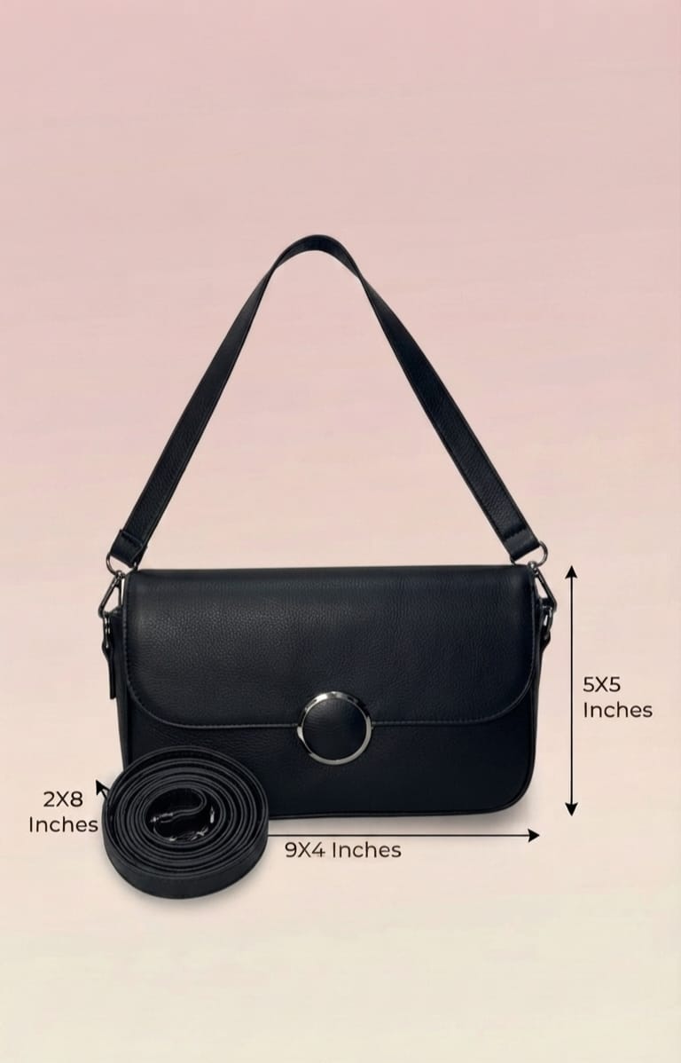 Imported Premium PU Leather Women’s Handbag | High-End Fashion Shoulder Bag | Dual Sling (Long & Short) | Zip Closure with Flap