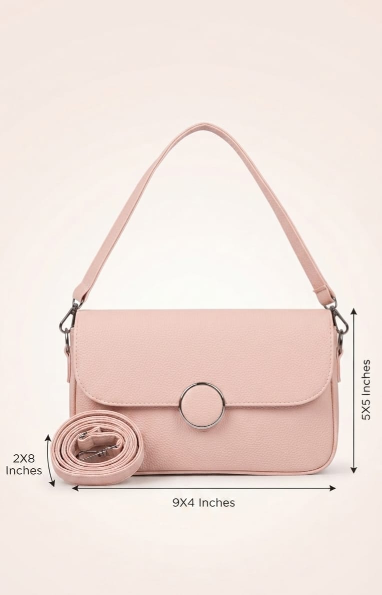 Imported Premium PU Leather Women’s Handbag | High-End Fashion Shoulder Bag | Dual Sling (Long & Short) | Zip Closure with Flap