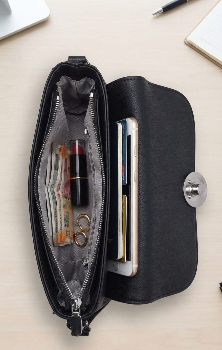 Imported Premium PU Leather Women’s Handbag | High-End Fashion Shoulder Bag | Dual Sling (Long & Short) | Zip Closure with Flap