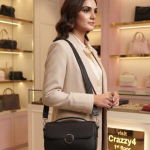 Imported Premium PU Leather Women’s Handbag | High-End Fashion Shoulder Bag | Dual Sling (Long & Short) | Zip Closure with Flap