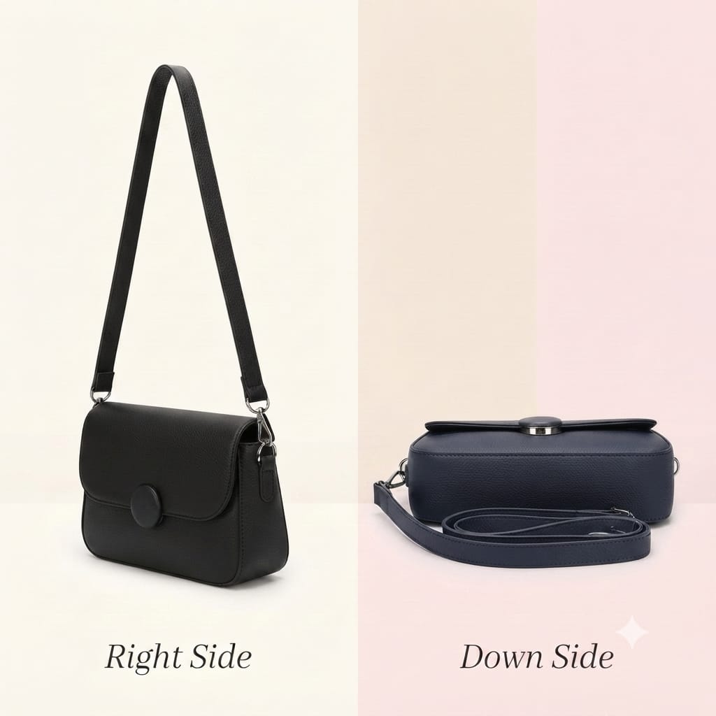 Imported Premium PU Leather Women’s Handbag | High-End Fashion Shoulder Bag | Dual Sling (Long & Short) | Zip Closure with Flap