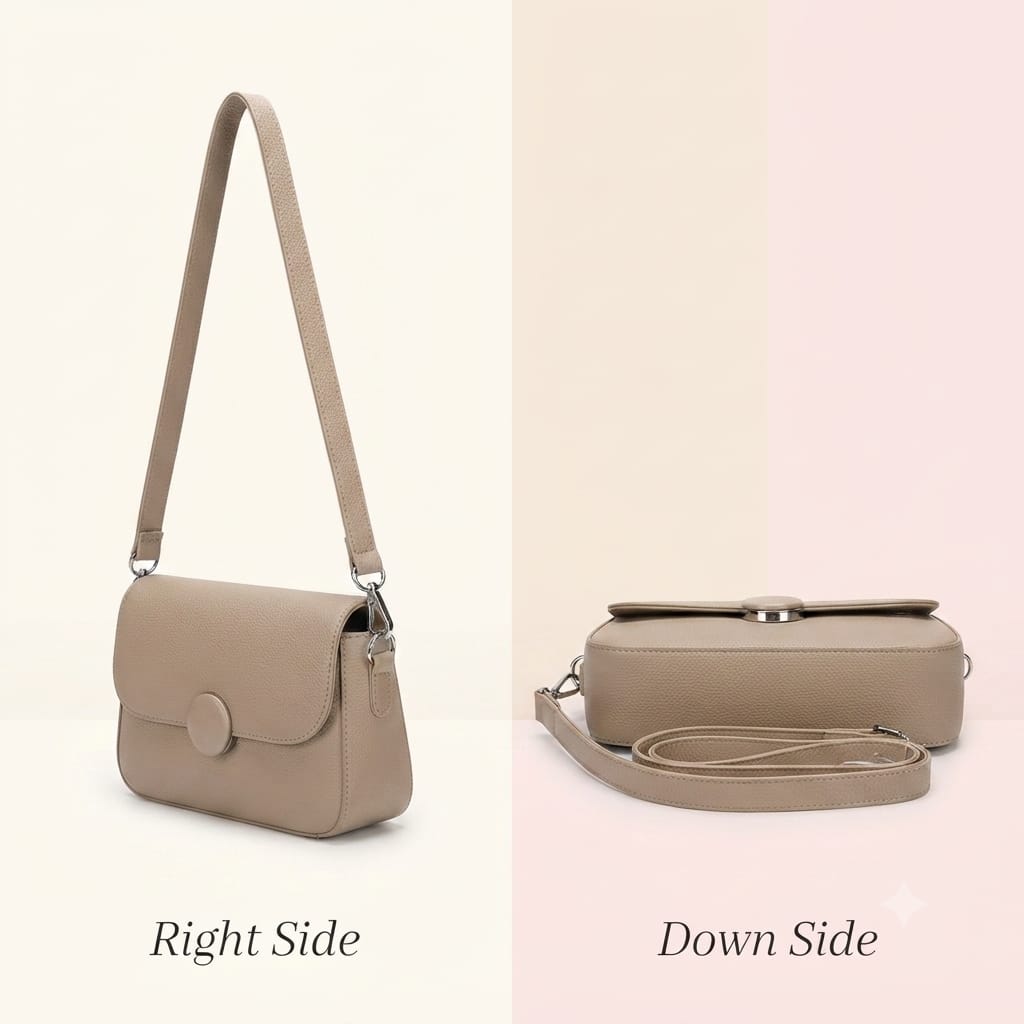 Imported Premium PU Leather Women’s Handbag | High-End Fashion Shoulder Bag | Dual Sling (Long & Short) | Zip Closure with Flap