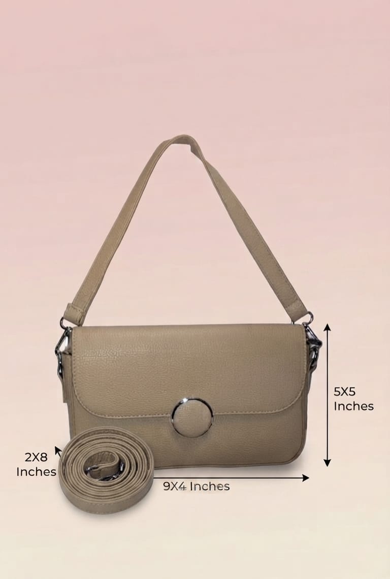 Imported Premium PU Leather Women’s Handbag | High-End Fashion Shoulder Bag | Dual Sling (Long & Short) | Zip Closure with Flap