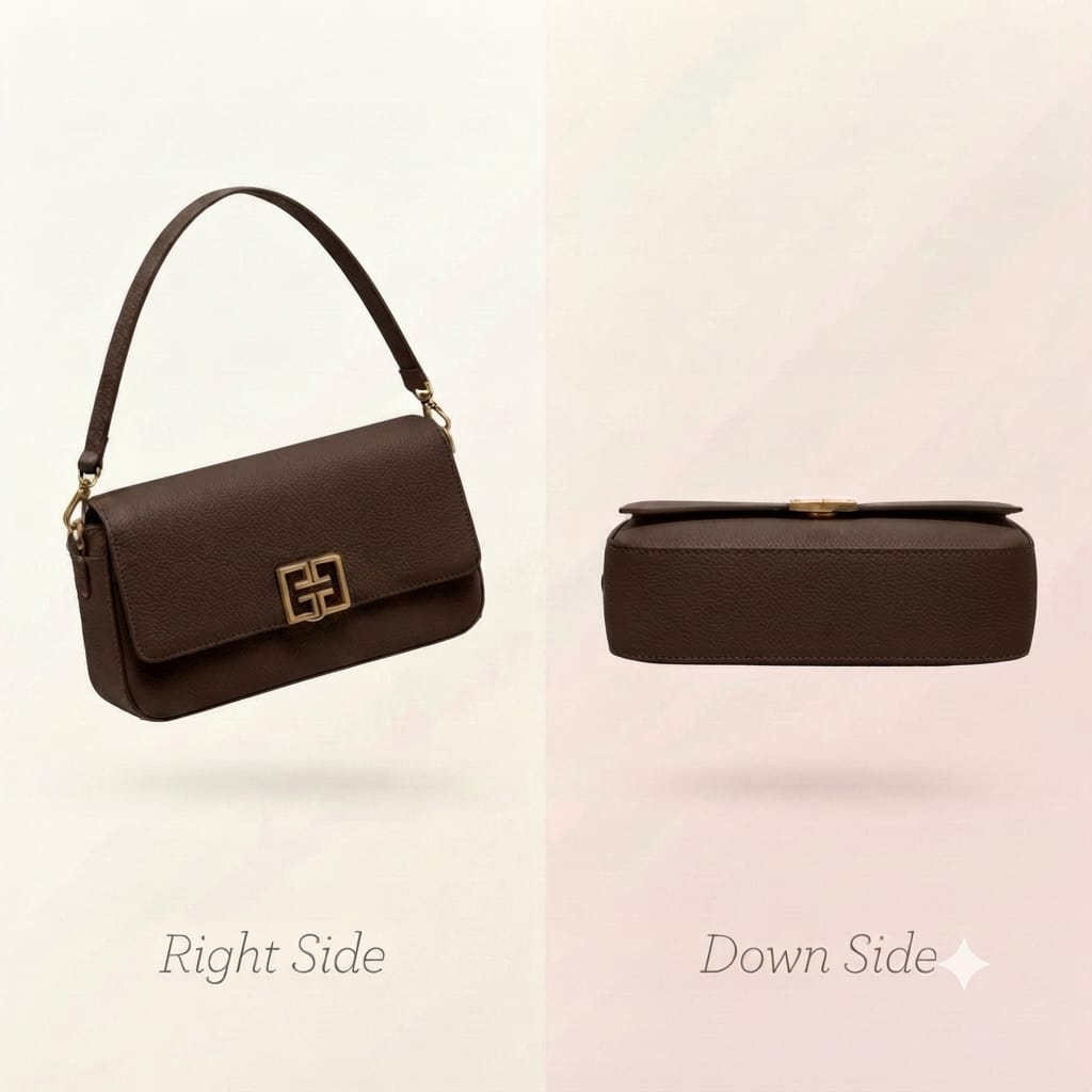 Imported Premium PU Leather Women’s Handbag | High-End Fashion Shoulder Bag | Dual Sling (Long & Short) | Zip Closure with Flap