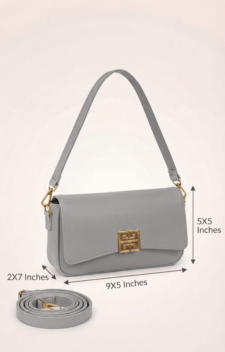 Imported Premium PU Leather Women’s Handbag | High-End Fashion Shoulder Bag | Dual Sling (Long & Short) | Zip Closure with Flap