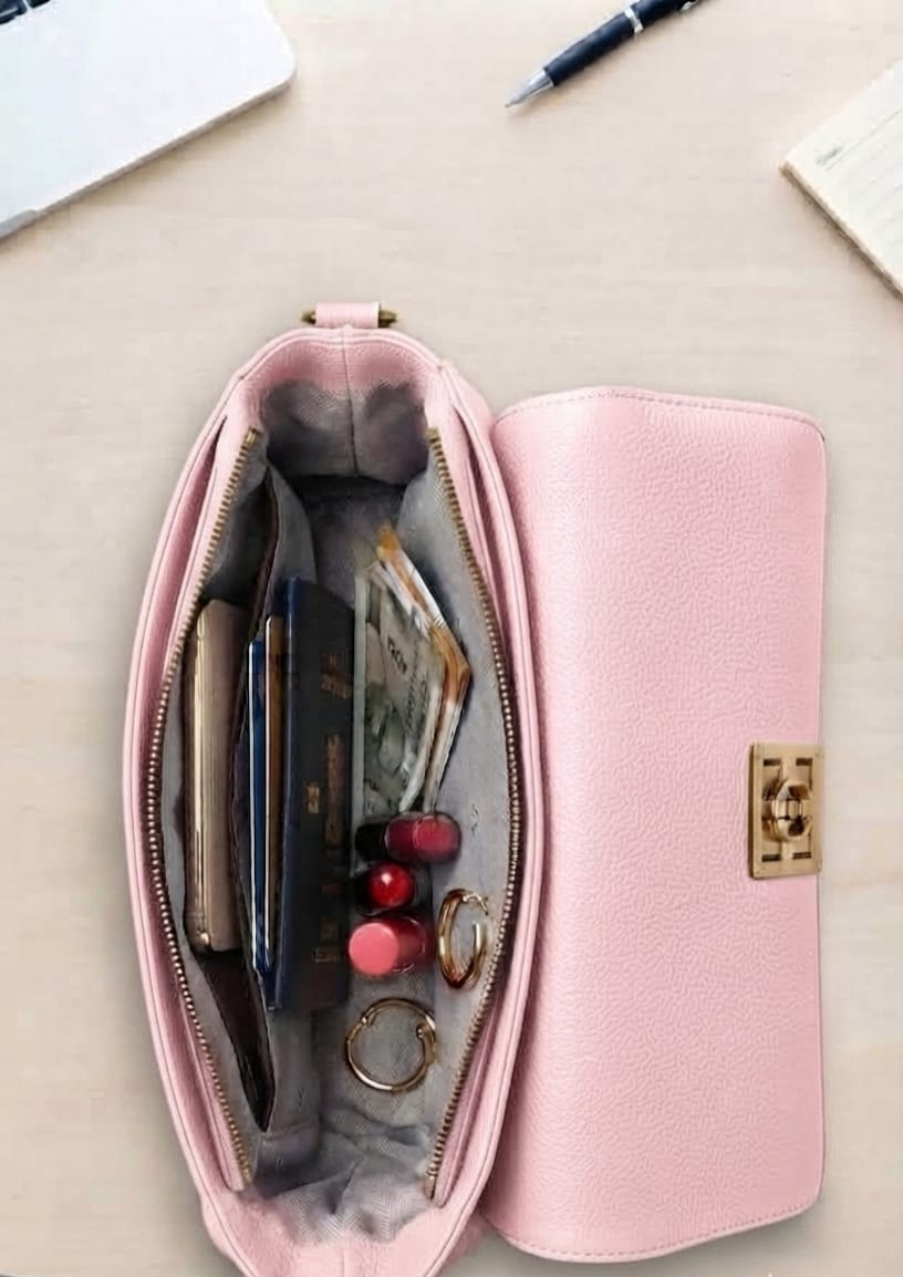 Imported Premium PU Leather Women’s Handbag | High-End Fashion Shoulder Bag | Dual Sling (Long & Short) | Zip Closure with Flap