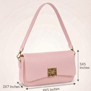 Imported Premium PU Leather Women’s Handbag | High-End Fashion Shoulder Bag | Dual Sling (Long & Short) | Zip Closure with Flap