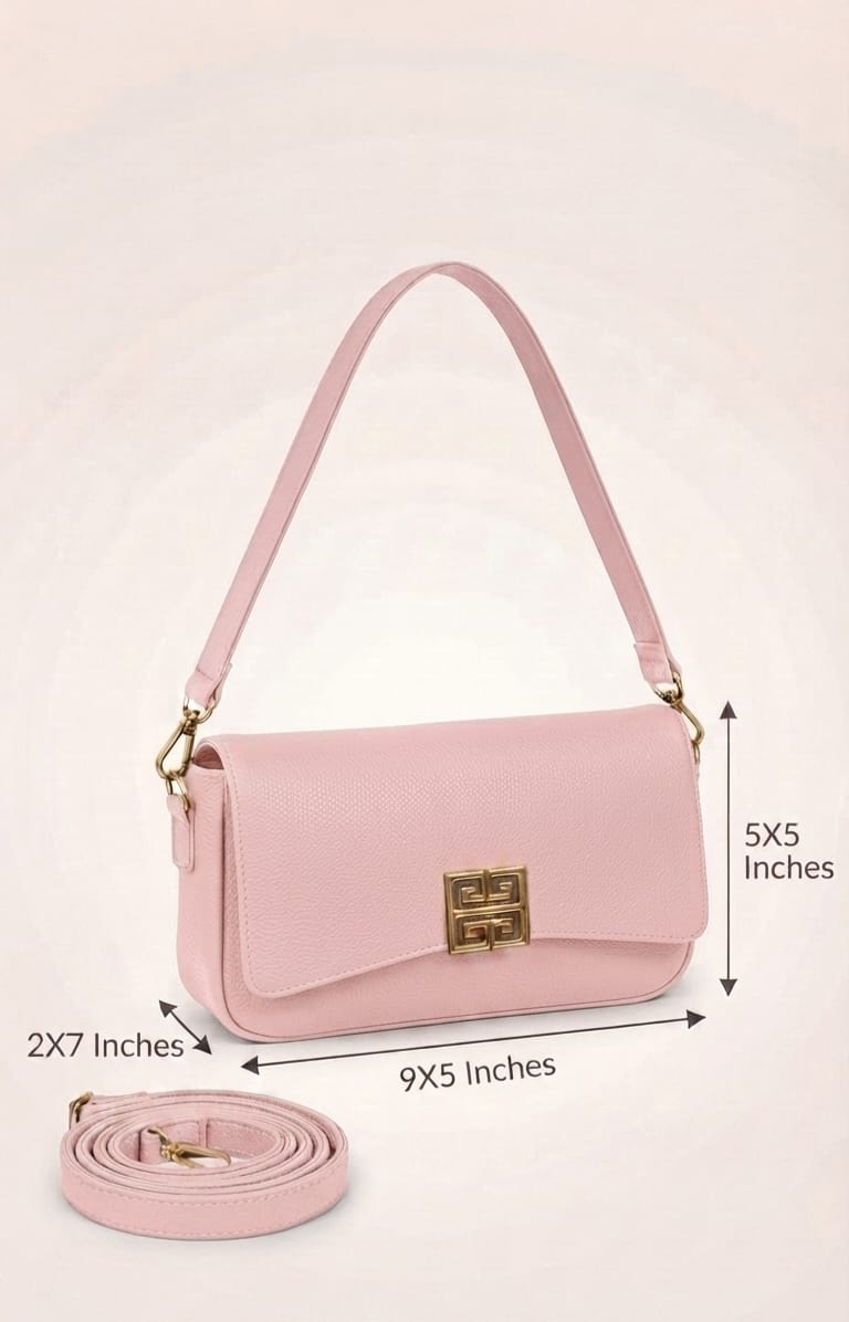 Imported Premium PU Leather Women’s Handbag | High-End Fashion Shoulder Bag | Dual Sling (Long & Short) | Zip Closure with Flap