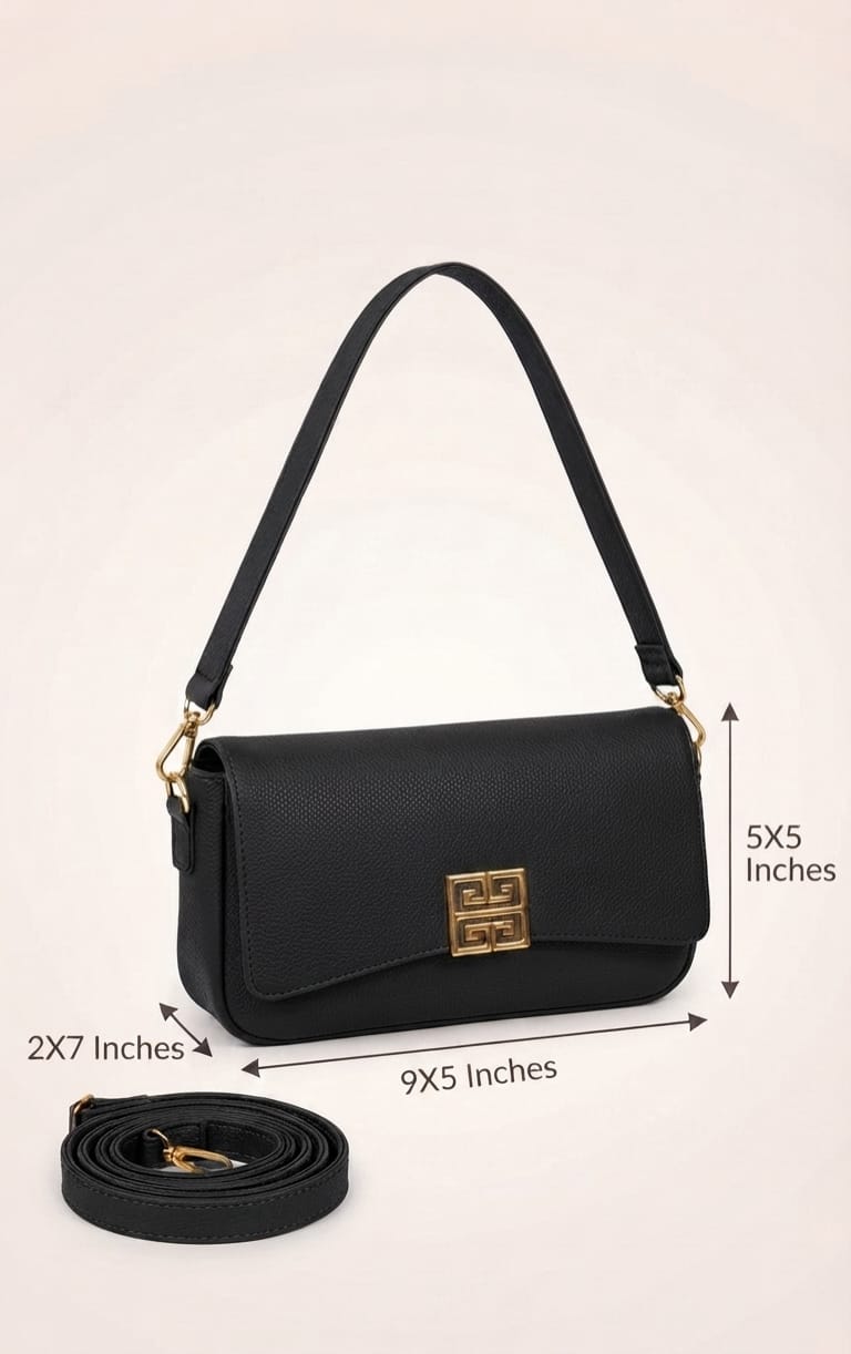 Imported Premium PU Leather Women’s Handbag | High-End Fashion Shoulder Bag | Dual Sling (Long & Short) | Zip Closure with Flap