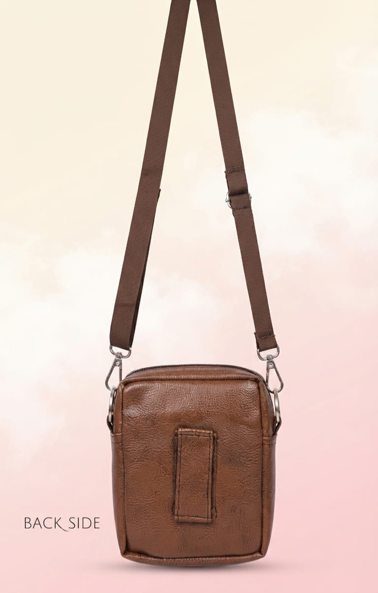 Edge Premium PU Leather Men's Sling Bag | Compact 3-Compartment Daily Crossbody Bag