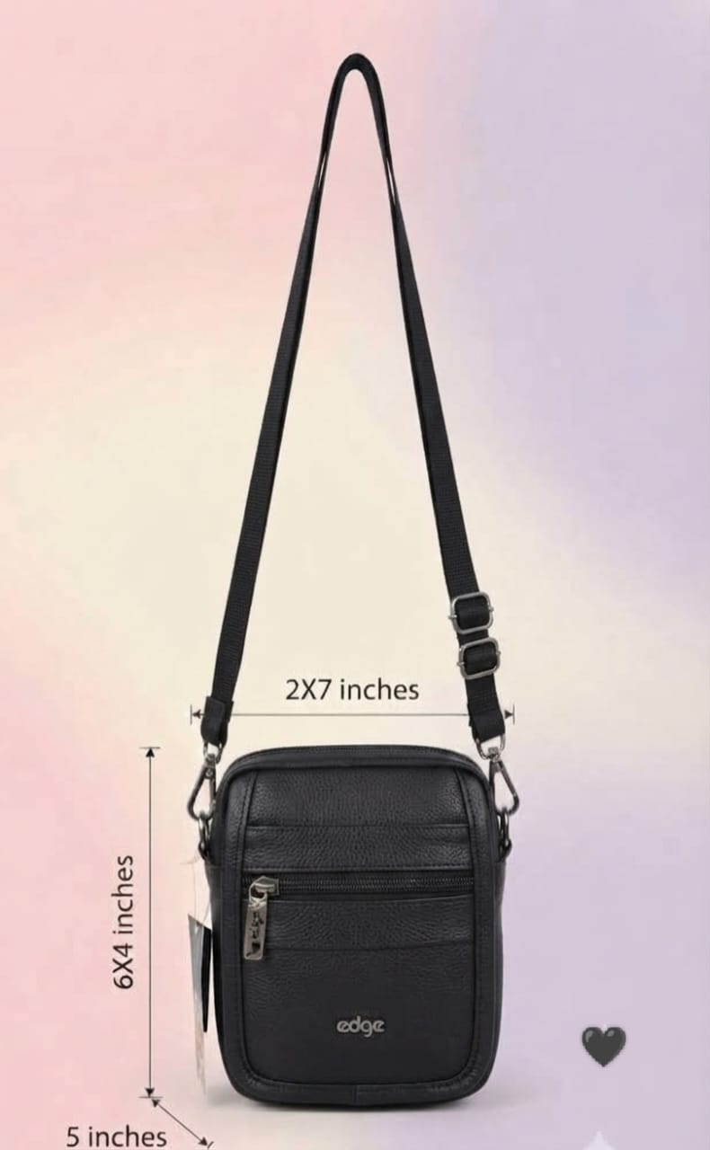 Edge Premium PU Leather Men's Sling Bag | Compact 3-Compartment Daily Crossbody Bag
