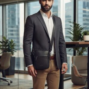 Edge Premium PU Leather Men’s Sling Bag | Compact 3-Compartment Daily Crossbody Bag