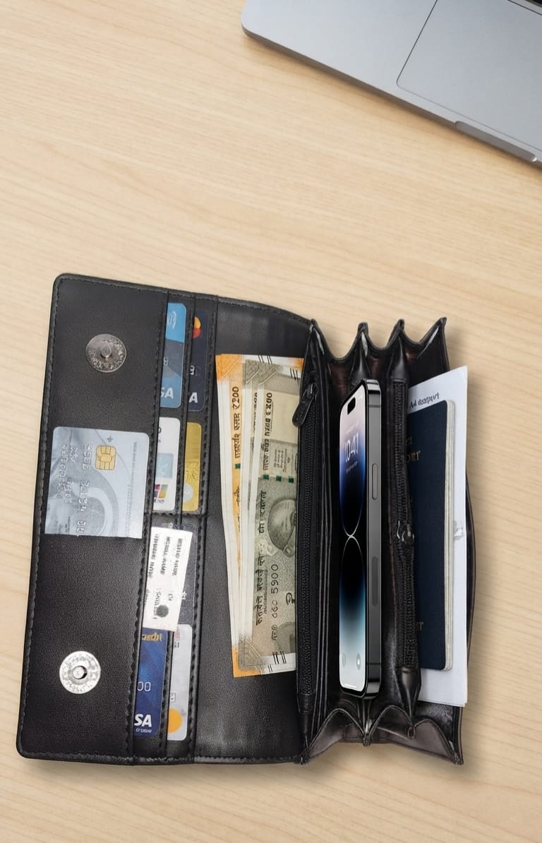 ESSENCE Premium PU Leather Women's Hand Clutch | Compact Smartphone, Cash, Card & Coin Purse