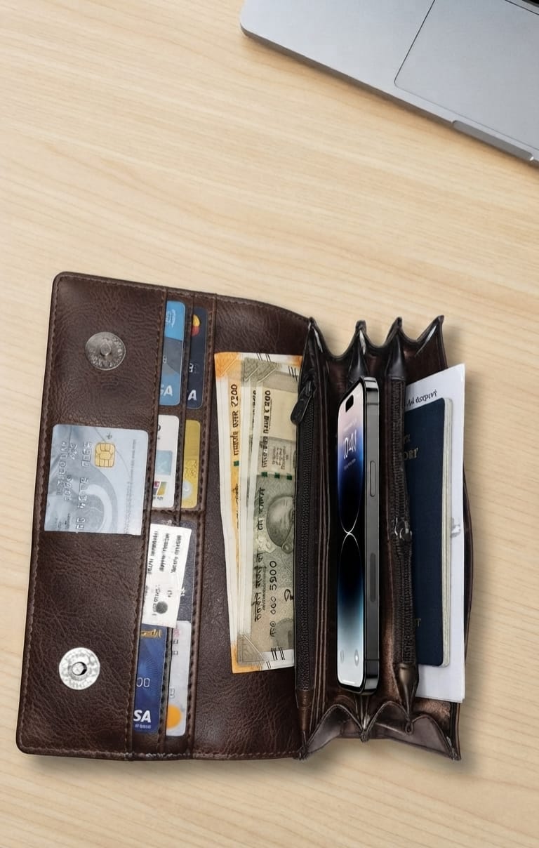 ESSENCE Premium PU Leather Women's Hand Clutch | Compact Smartphone, Cash, Card & Coin Purse