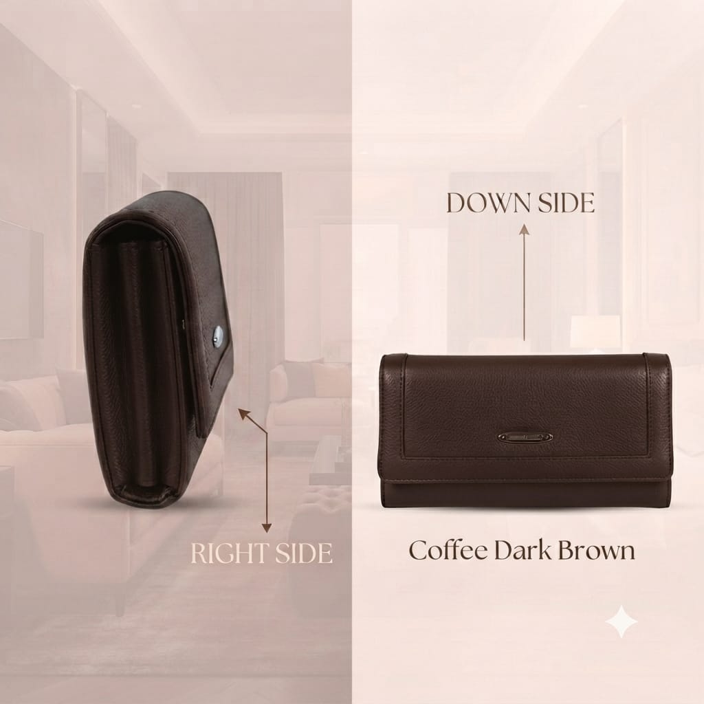 ESSENCE Premium PU Leather Women's Hand Clutch | Compact Smartphone, Cash, Card & Coin Purse