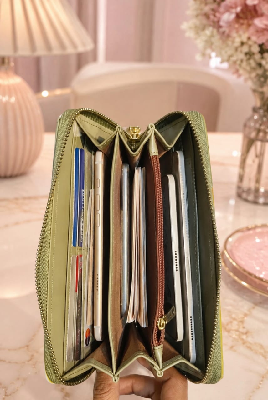 Colour Collection Premium PU Leather Hand Clutch for Girls | Compact Travel Wallet & Cash Card Organizer