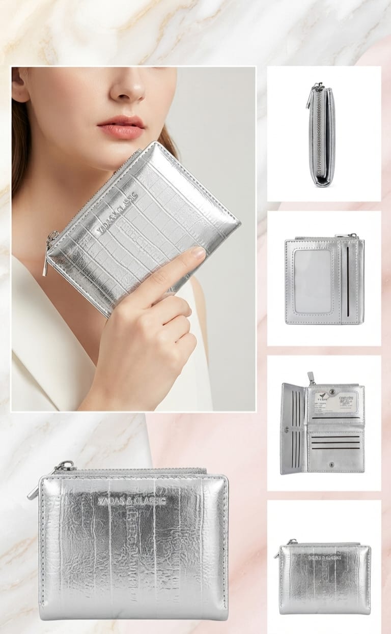 Simple Classic Premium PU Leather Girls Wallet | Compact Pocket Wallet with Magnetic & Zip Closure