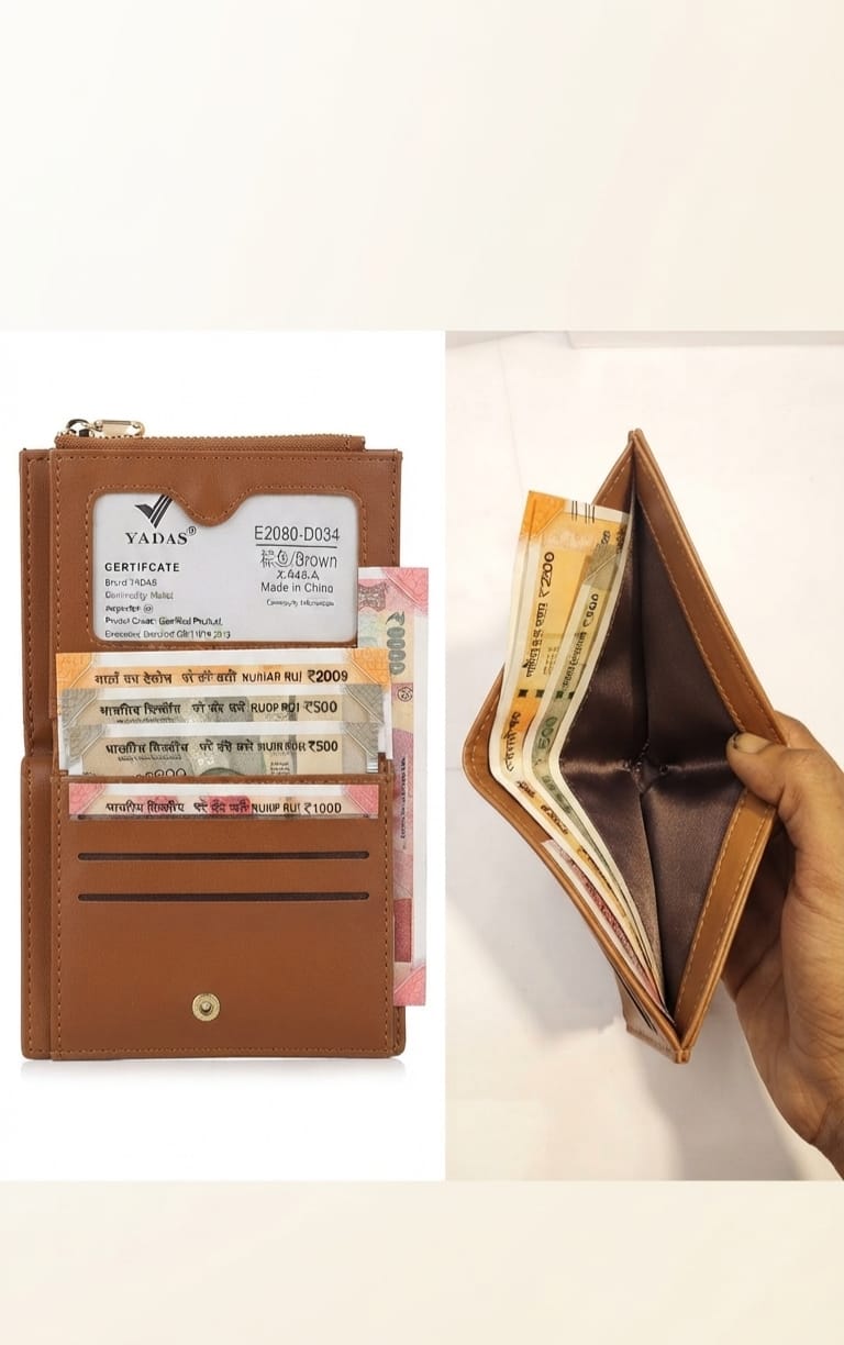 Simple Classic Premium PU Leather Girls Wallet | Compact Pocket Wallet with Magnetic & Zip Closure
