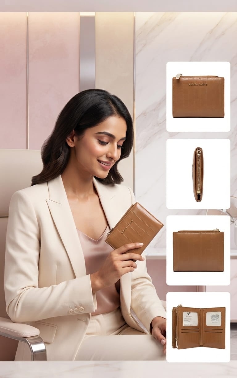 Simple Classic Premium PU Leather Girls Wallet | Compact Pocket Wallet with Magnetic & Zip Closure