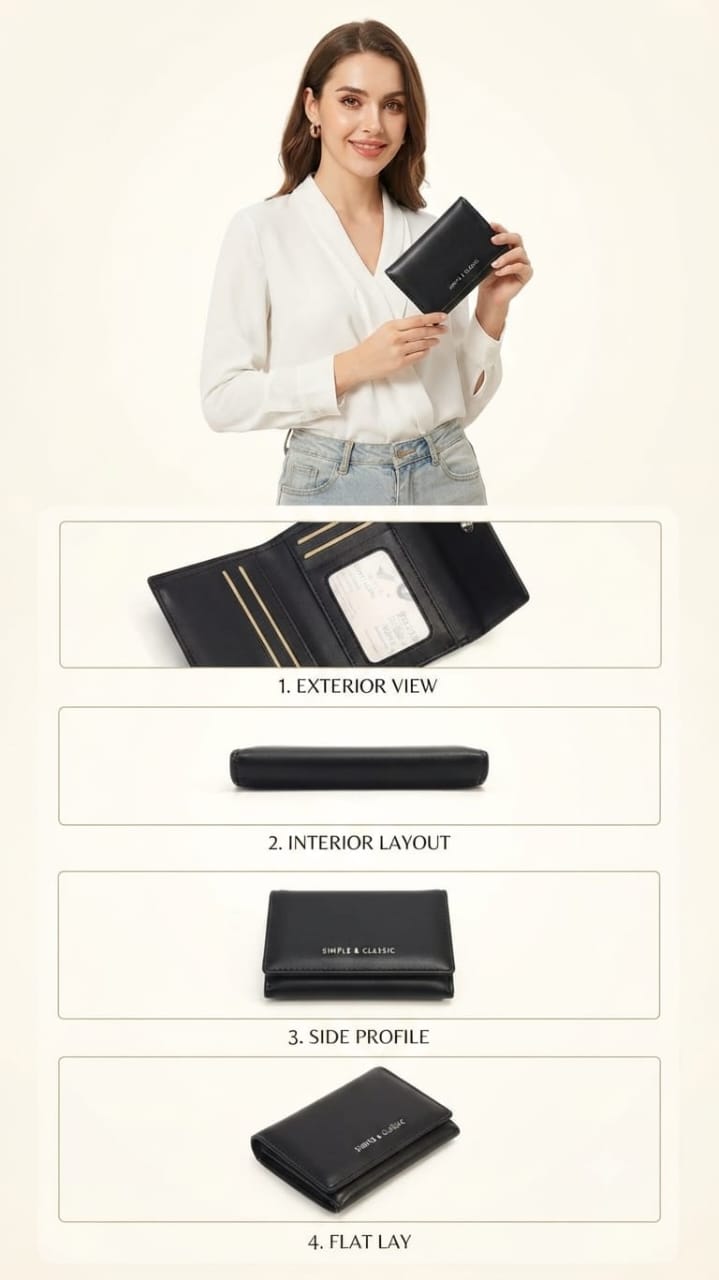 Simple Classic Premium PU Leather Girls/Women Wallet | Compact Pocket Wallet with Magnetic & Zip Closure