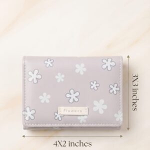 Flower Premium PU Leather 3-Fold Wallet for Girls | Compact Mini Cash & Card Organizer
