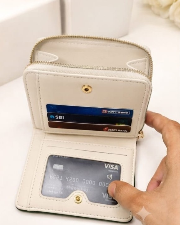 Simple Classic Premium PU Leather 2-Fold Wallet for Girls | Compact Bifold Cash & Card Organizer