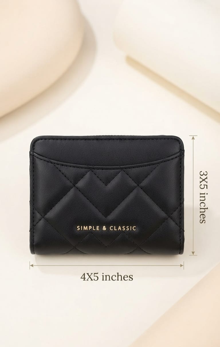 Simple Classic Premium PU Leather 2-Fold Wallet for Girls | Compact Bifold Cash & Card Organizer