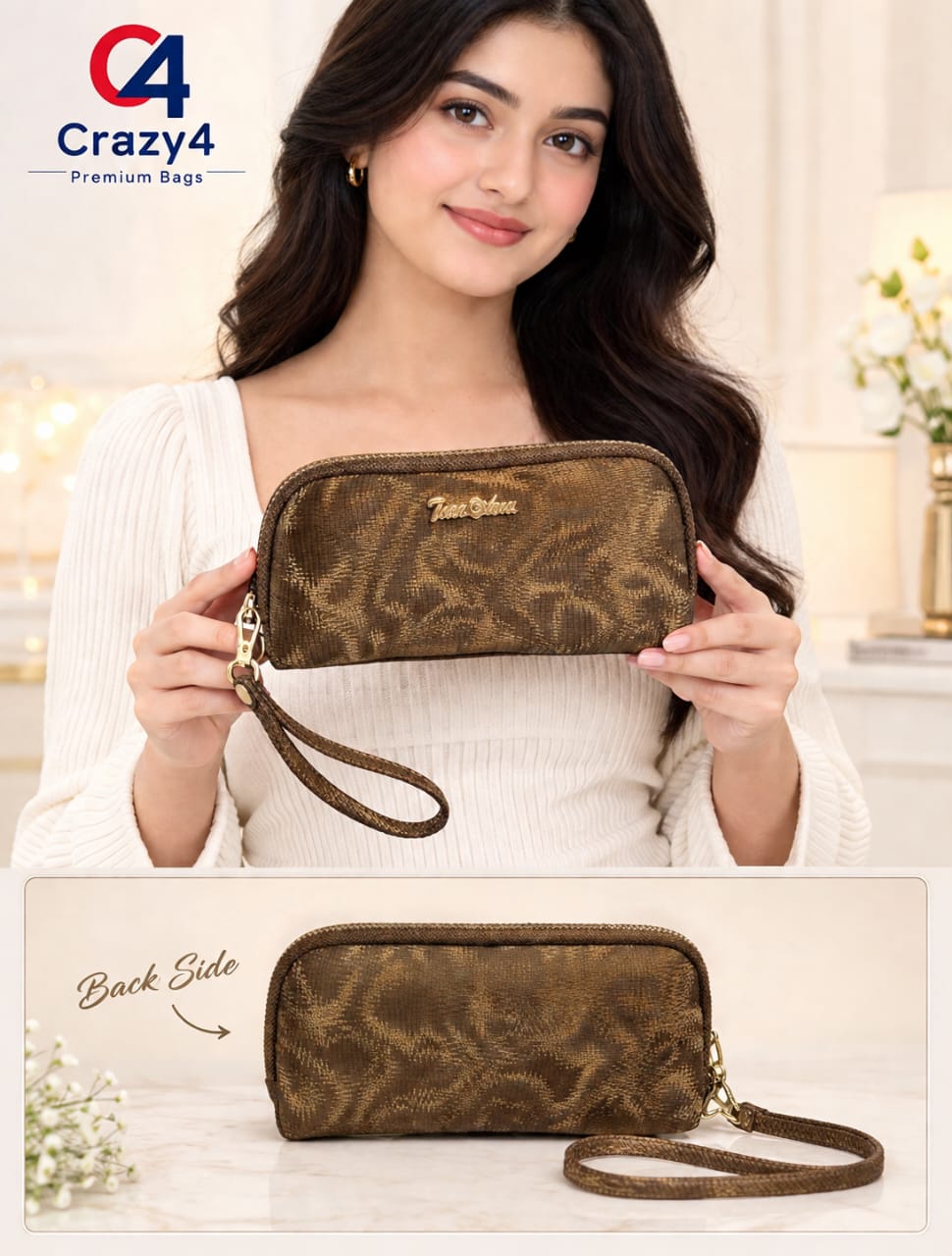 Imported High-End Fashion PU Handkit Clutch | Elegant Women’s Handheld Bag for Party, Casual & Formal Use