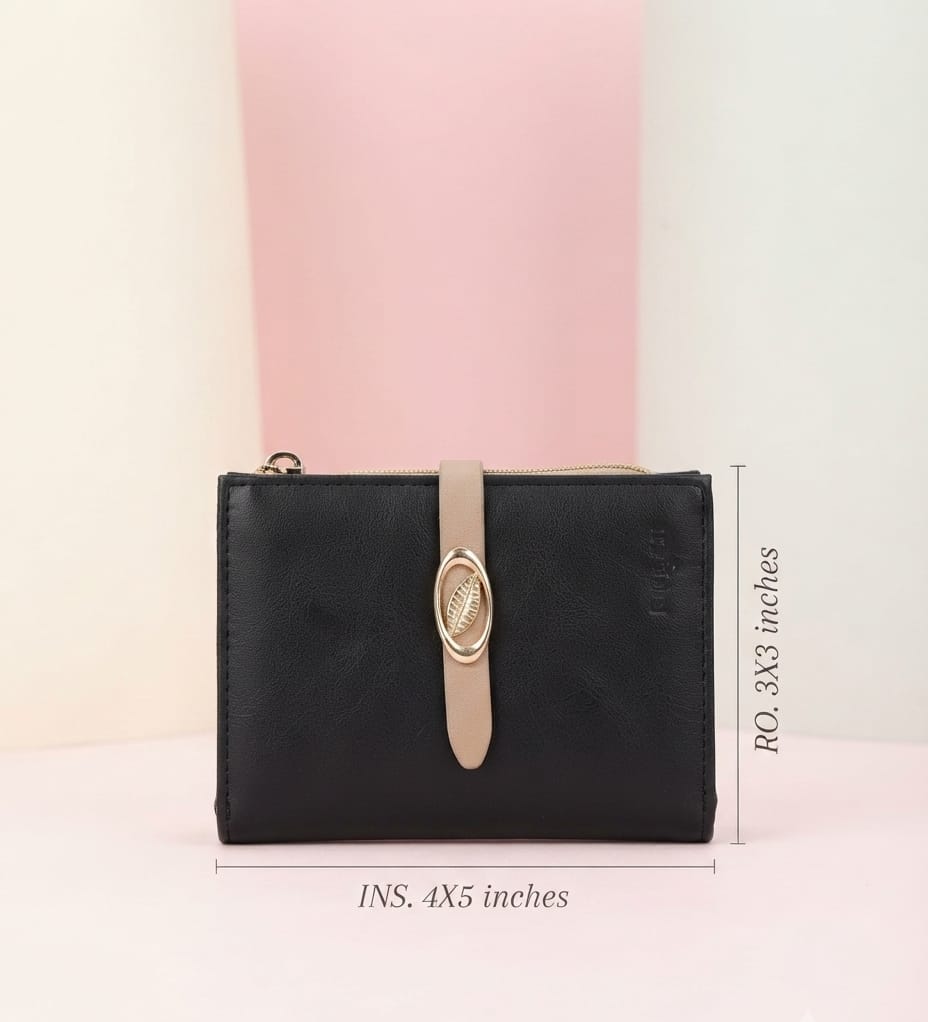 Elegant Premium PU Leather 2-Fold Wallet for Girls | Compact Bifold Cash & Card Wallet with Flap