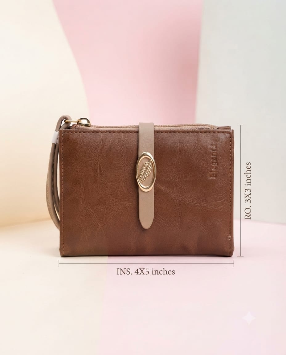Elegant Premium PU Leather 2-Fold Wallet for Girls | Compact Bifold Cash & Card Wallet with Flap