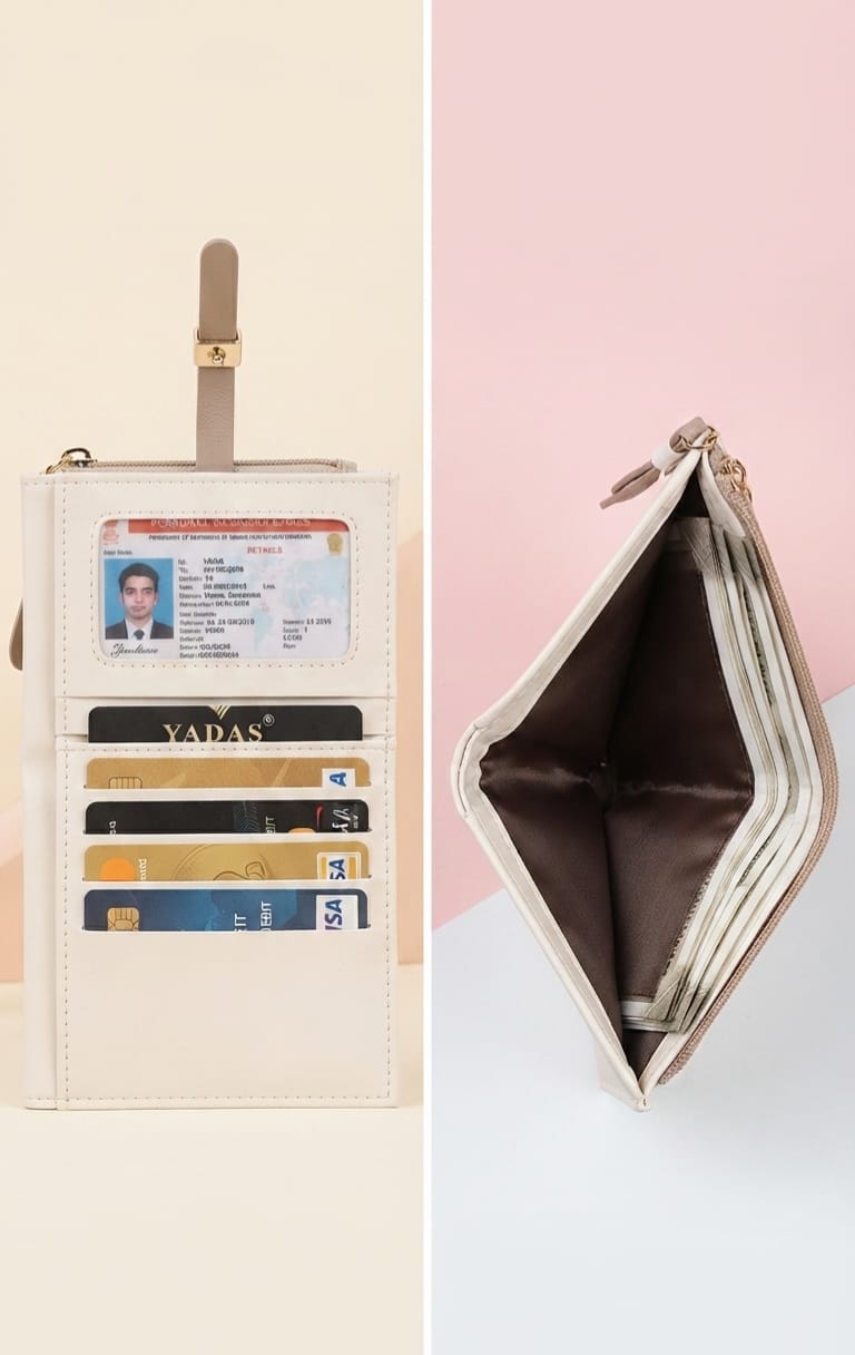 Elegant Premium PU Leather 2-Fold Wallet for Girls | Compact Bifold Cash & Card Wallet with Flap