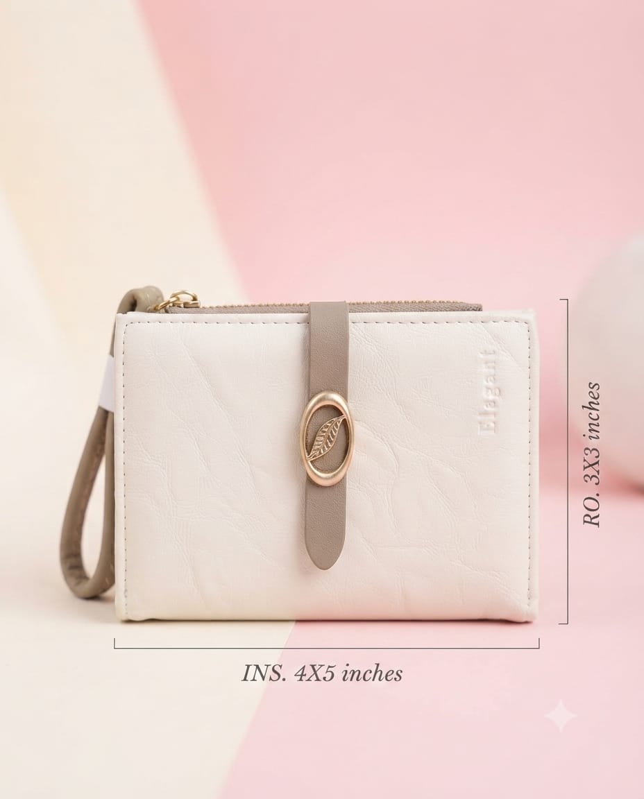 Elegant Premium PU Leather 2-Fold Wallet for Girls | Compact Bifold Cash & Card Wallet with Flap