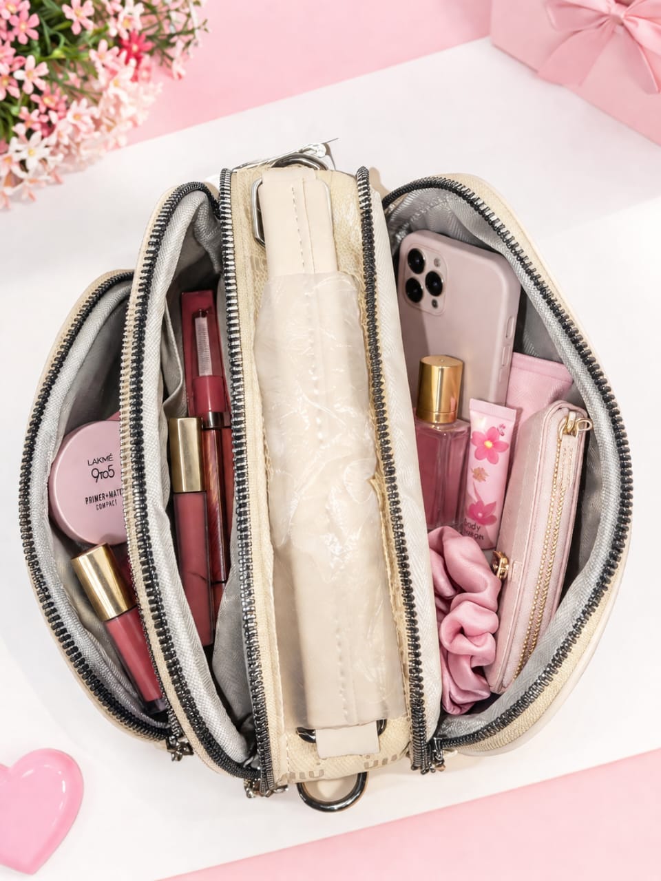 Min Min Premium Waterproof Sateen Sling Bag for Girls | 2-Compartment Daily Crossbody Bag