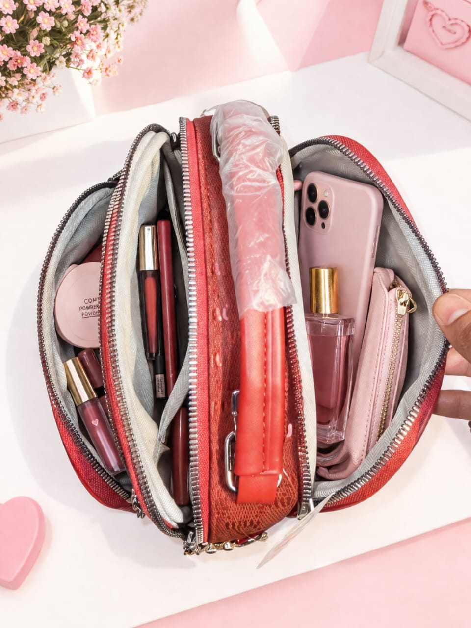 Min Min Premium Waterproof Sateen Sling Bag for Girls | 2-Compartment Daily Crossbody Bag