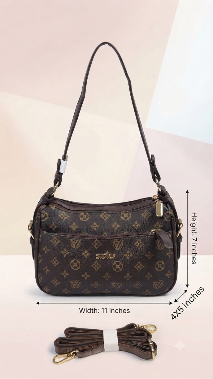 Imported Premium PU Leather Sling Bag for Girls | 3-Zip 3-Compartment Crossbody Bag